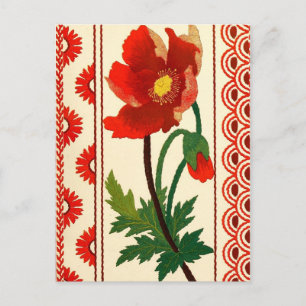 Carte Postale Broderie Florale Crewel