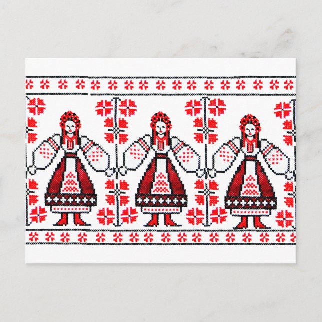 Carte Postale Broderie ukrainienne traditionnelle filles ukraini (Devant)