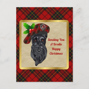 Carte Postale Brodie Clan Badge & Tartan Noël