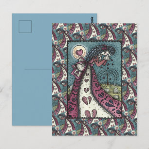 CARTE POSTALE BROKEN HEARDISE WEEPING VALENTINE, CEMETERY GOTH