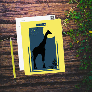 Carte Postale Bronx Zoo New York Vintage Giraffe