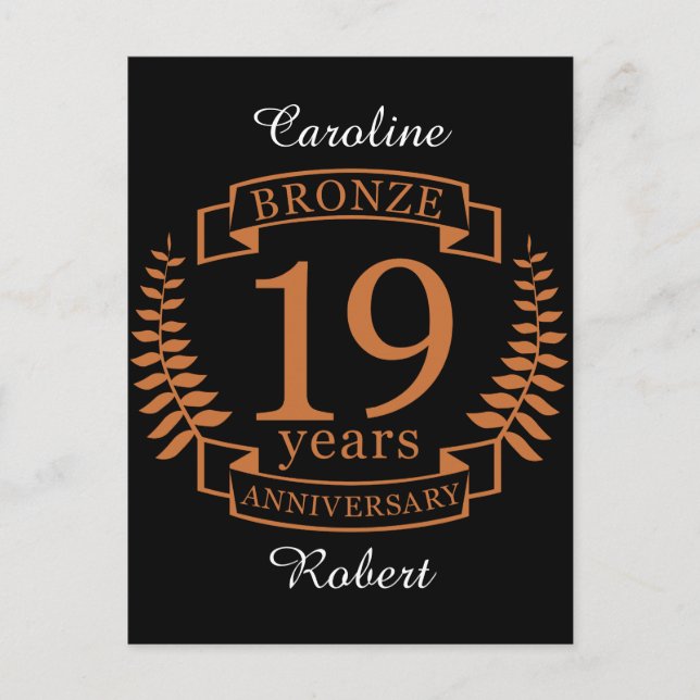 Carte Postale Bronze anniversaire traditionnel mariage 19 ans (Devant)