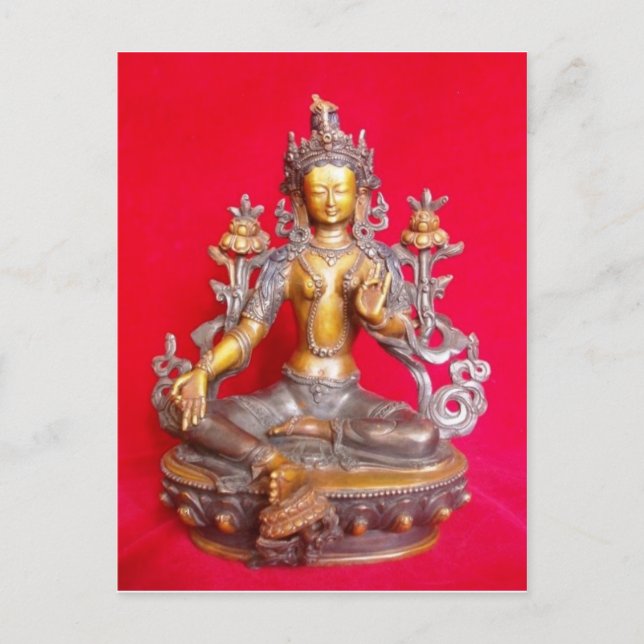 CARTE POSTALE BRONZE GREEN TARA STATUE ANCIEN TIBET (Devant)