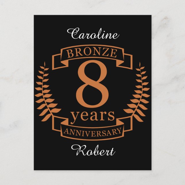 Carte Postale Bronze huitième anniversaire mariage 8 ans (Devant)