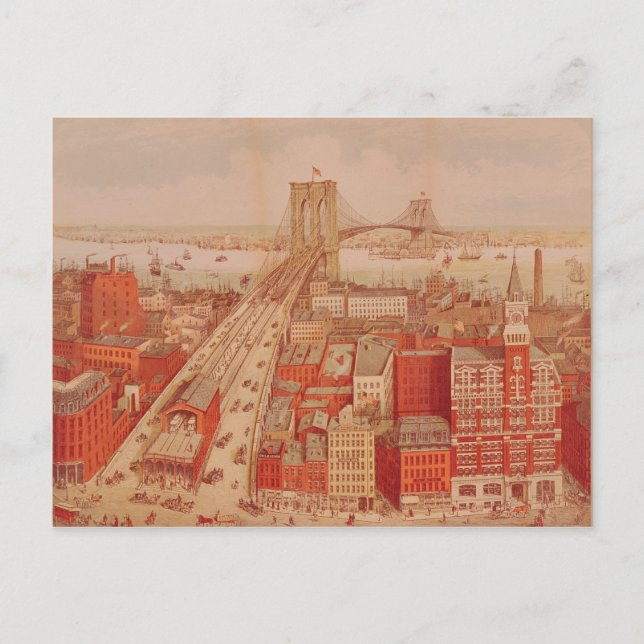 Carte Postale Brooklyn Bridge, c.1883 (Devant)