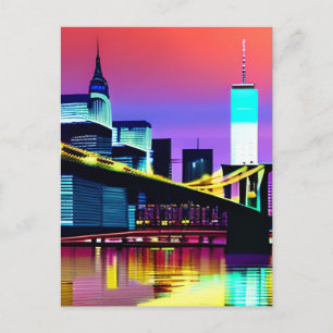 Carte Postale Brooklyn Bridge en soirée / à la nuit
