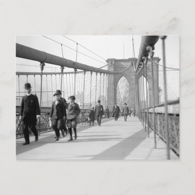 Carte Postale Brooklyn Bridge Pedestrians, 1909 (Devant)