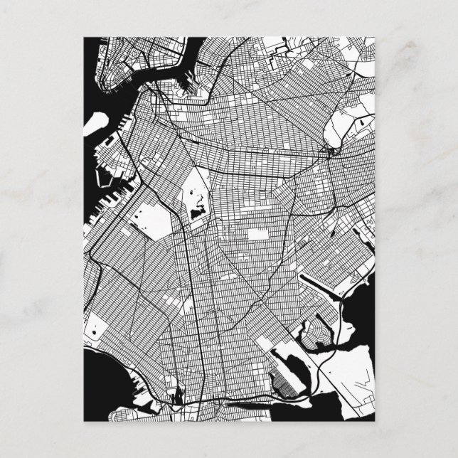 Carte Postale Brooklyn New York Map (Devant)