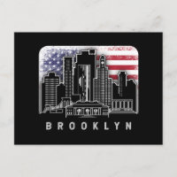 Brooklyn New York Skyline Drapeau Américain