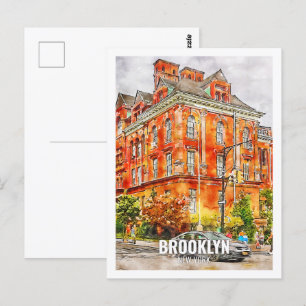 Carte Postale Brooklyn New York Travel Place aquarelle