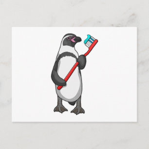 Carte Postale Brosse à dents Pingouin