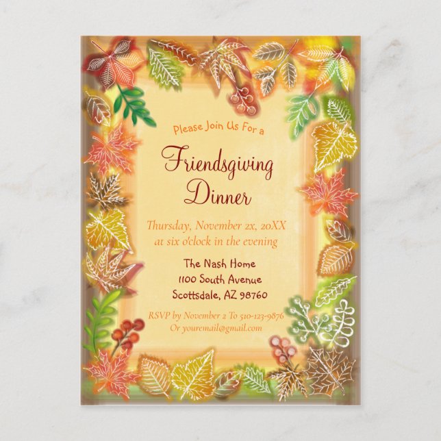 Carte Postale Brosse de feuillage d'automne pour Thanksgiving (Devant)