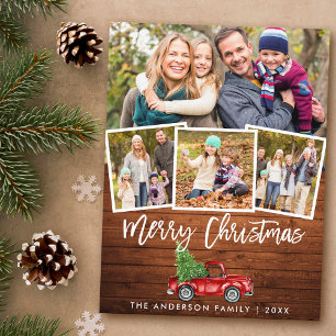 Carte Postale Brosse en bois Script Camion Vintage Noël 4 Photo