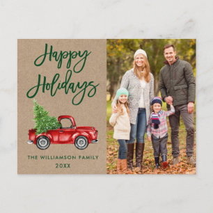 Carte Postale Brosse Kraft Script Camion Vintage Vacances photo