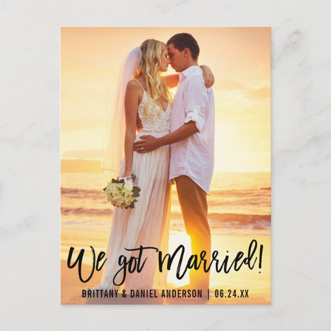 Carte Postale Brosse moderne Script Couple Photo Nous Nous Somme (Devant)