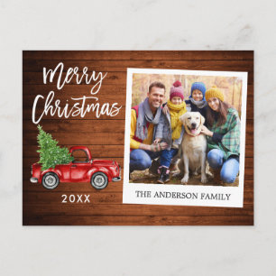 Carte Postale Brosse Script Camion bois instantanée photo Noël