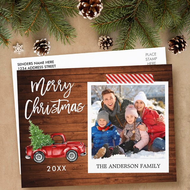 Carte Postale Brosse Script photo instantanée Camion de bande de (Customize to change your personalized text size or text style.)