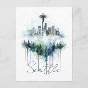 Carte Postale Brouillard de la Cité d'Émeraude : Seattle