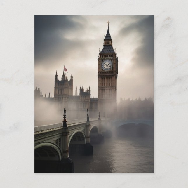 Carte Postale Brouillard de Londres Big Ben (Devant)