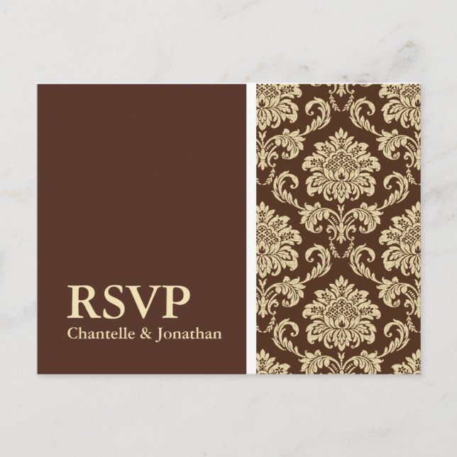 Carte postale Brown Damask RSVP (Devant)