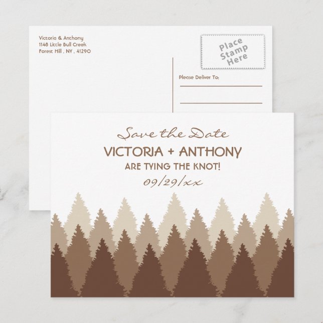 Carte Postale Brown Forest Range Woodland Wedding Enregistrer La (Devant / Derrière)