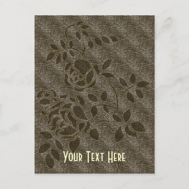 Carte postale Brown Rosebud Floral personnalisable (Devant)