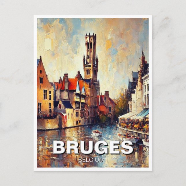 Carte Postale Bruges Belgique Tourisme Souvenir Peinture (Devant)