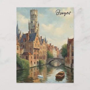 Carte Postale Bruges Belgique Voyage Souvenir Vintage