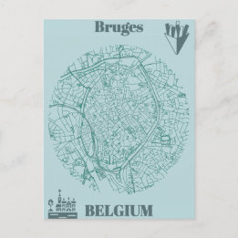 Carte Postale Bruges map