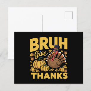 Carte Postale Bruh Mème Drôle Thanksgiving Turquie Merci