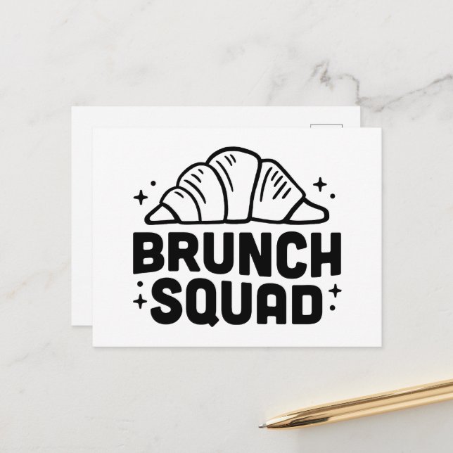 Carte Postale Brunch squat esthétique croissant citations amoure (Devant/Arrière en situation)
