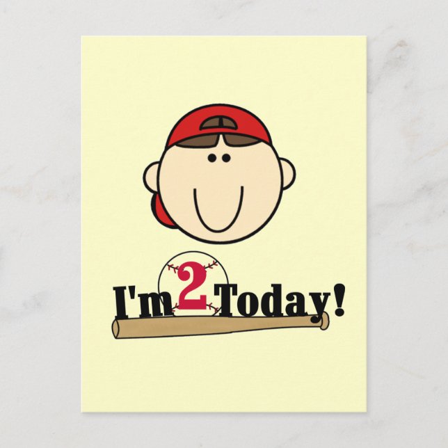 Carte Postale Brunette Boy Baseball 2e anniversaire (Devant)