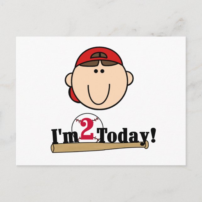 Carte Postale Brunette Boy Baseball 2e anniversaire (Devant)
