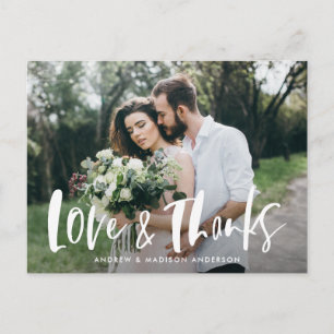 Carte Postale Brush Script Love & Thanks Photo Mariage Merci