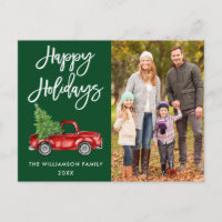 Brush Script Vintage Camion Photo Vacances Vert