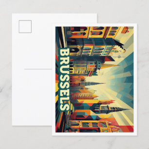 Carte Postale Bruxelles Belgique Voyager artistique coloré