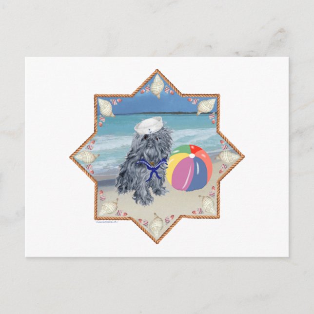 Carte Postale Bruxelles Griffon à la plage (Devant)