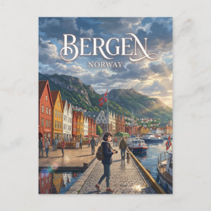 Carte Postale Bryggen quai hanséatique Norvège