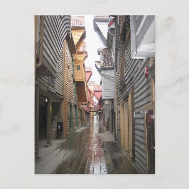 Carte postale: Bryggen Walkway, Bergen, Norvège (Devant)