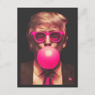 Carte Postale Bubble Gum Rose Trump Drôle Cool