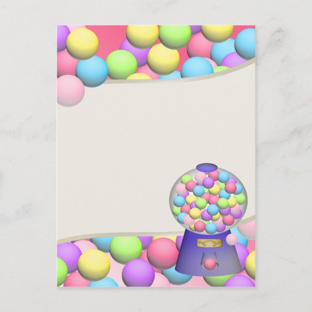 Carte Postale Bubblegum Gumballs et machine (Devant)