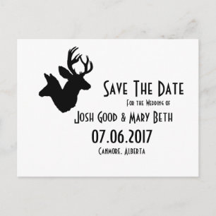 Carte Postale Buck & Doe Silhouette, Date Mariage