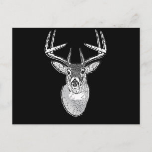 Carte Postale Buck on Black White Tail Deer Head