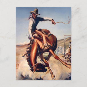 Carte Postale « Bucking Bronco » Art occidental par Will James