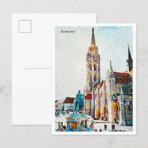 Carte Postale Budapest Hongrie Belle ville de peinture à l'huile