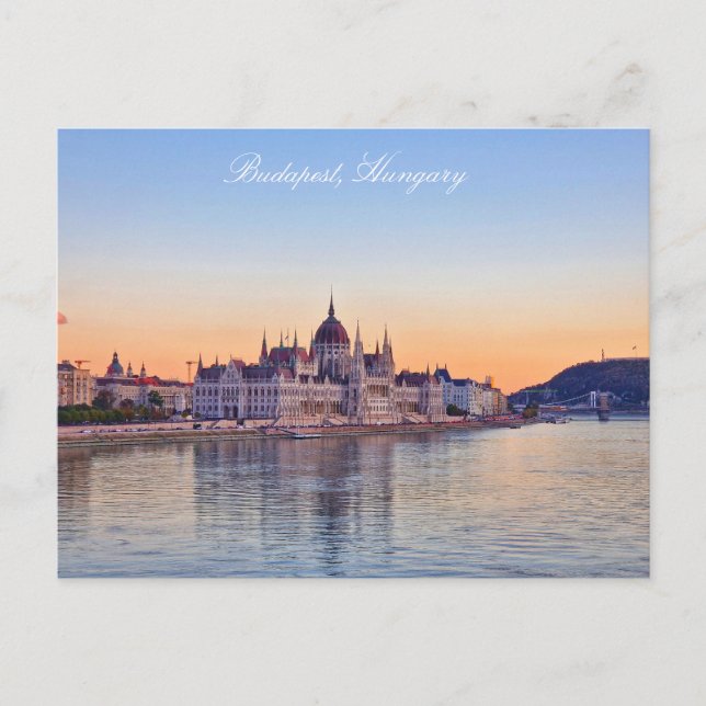 Carte Postale Budapest, Hongrie, Château de Buda, ville la nuit (Devant)