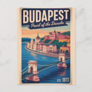 Carte Postale Budapest Hongrie Rétro Skyline Paysage Urbain Voya