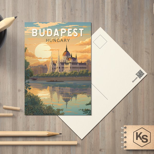 Carte Postale Budapest Hongrie Travel Art Vintage (Créateur téléchargé)