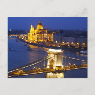 Carte Postale Budapest la nuit, Hongrie