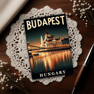 Carte Postale Budapest la nuit – Un voyage vintage